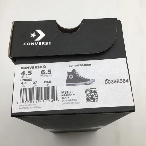 Converse Chuck Taylor All Star High Top Black Sneakers M9160 Womens Size 6.5 NEW - Picture 6 of 6